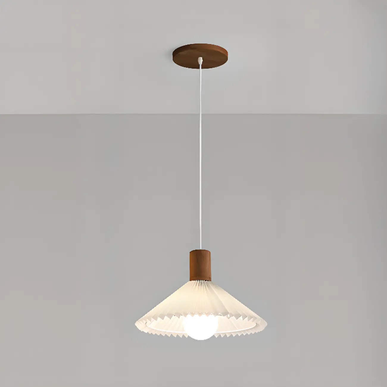 Modern Fabric Pleated Pendant Light with Beige Shade Image - 9 | homeyfad