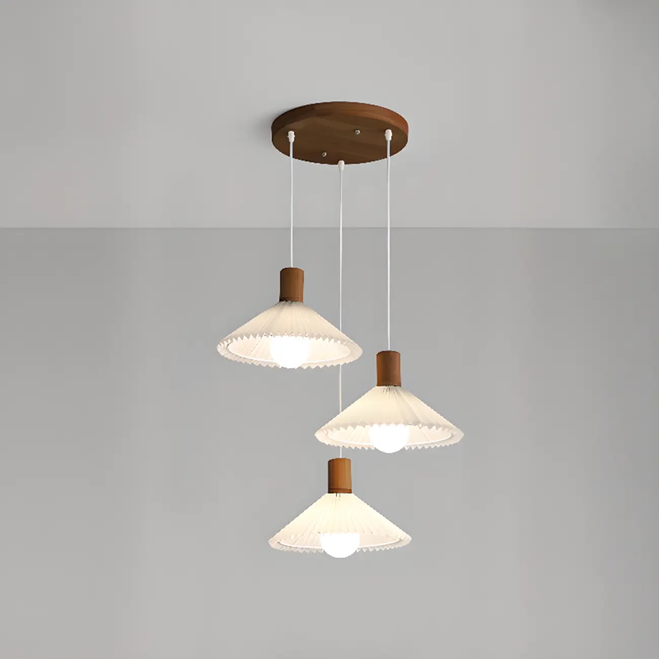 Modern Fabric Pleated Pendant Light with Beige Shade Image - 13 | homeyfad