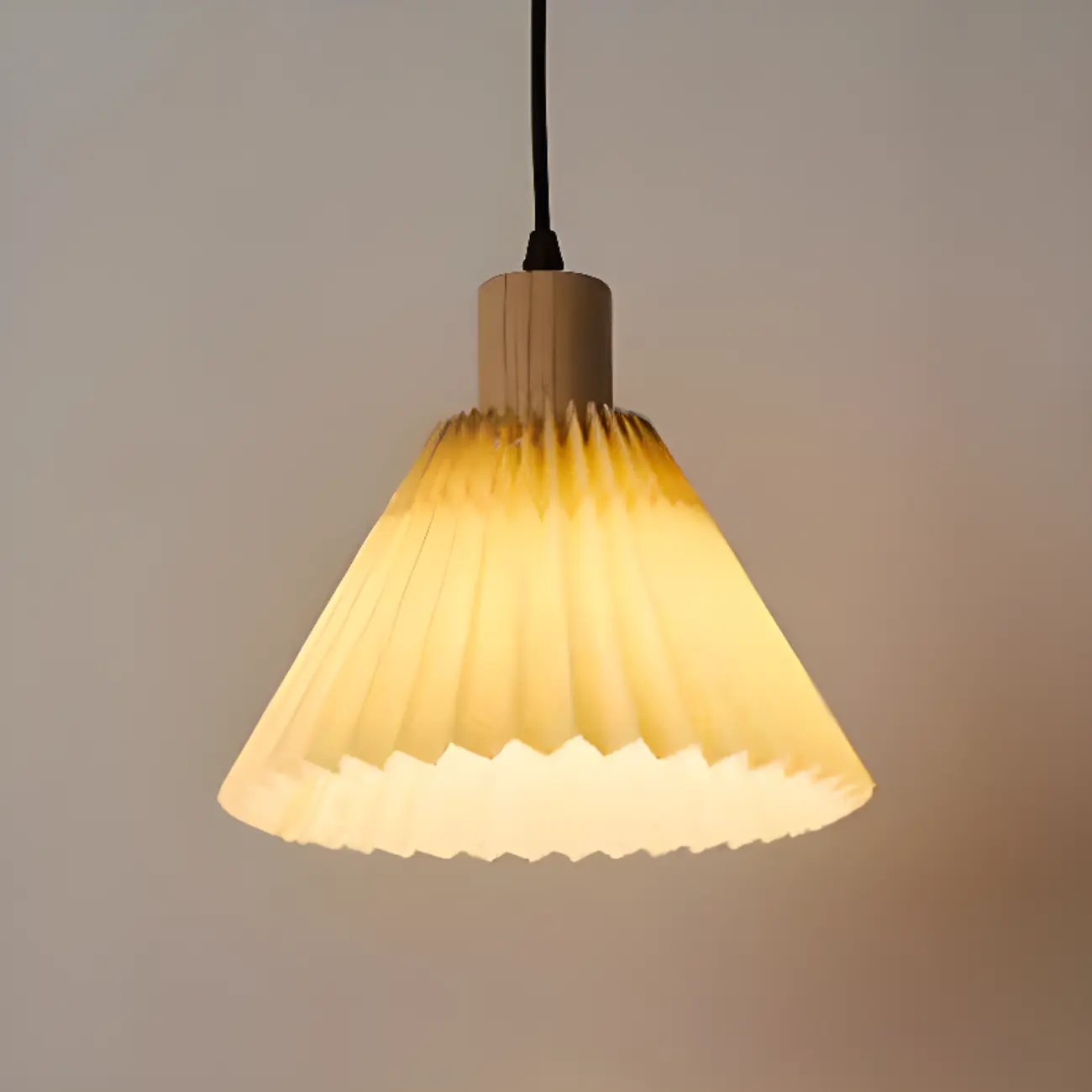 Modern Fabric Pleated Pendant Light with Beige Shade Image - 14 | homeyfad