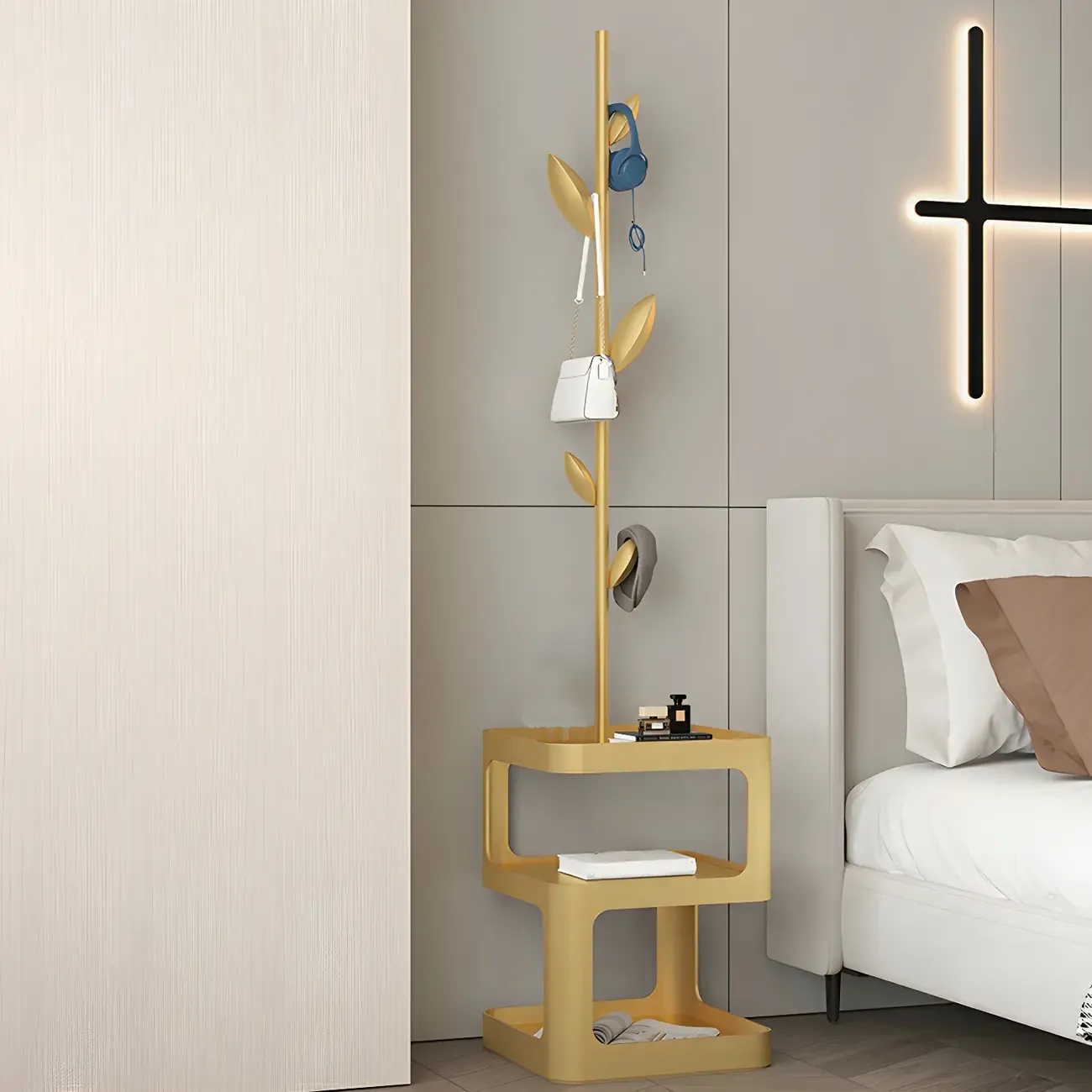 Modern Black Metal Hall Tree with Square Base Image - 20