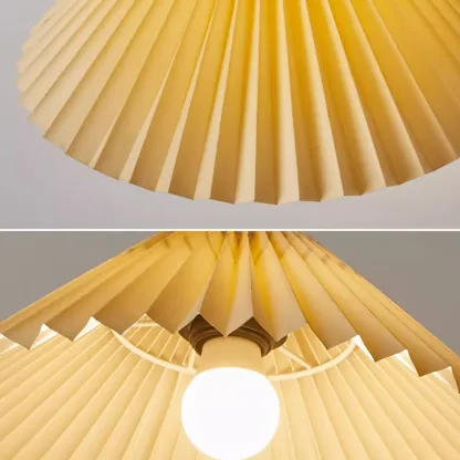 Modern Fabric Pleated Pendant Light with Beige Shade Image - 15