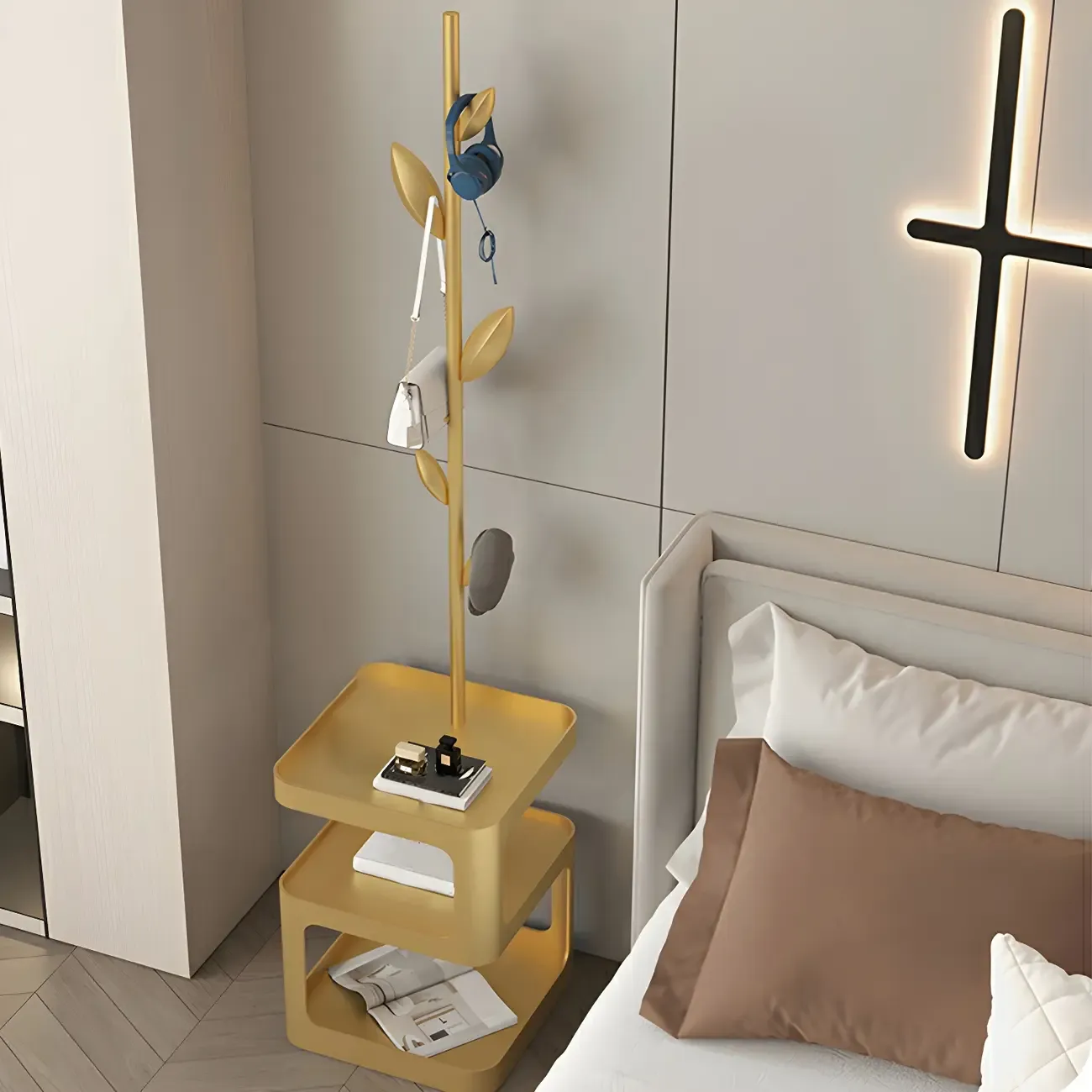 Modern Black Metal Hall Tree with Square Base Image - 22