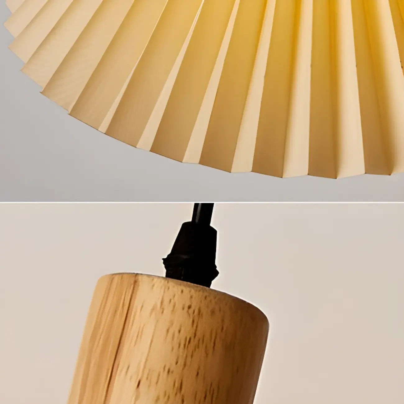 Modern Fabric Pleated Pendant Light with Beige Shade Image - 17