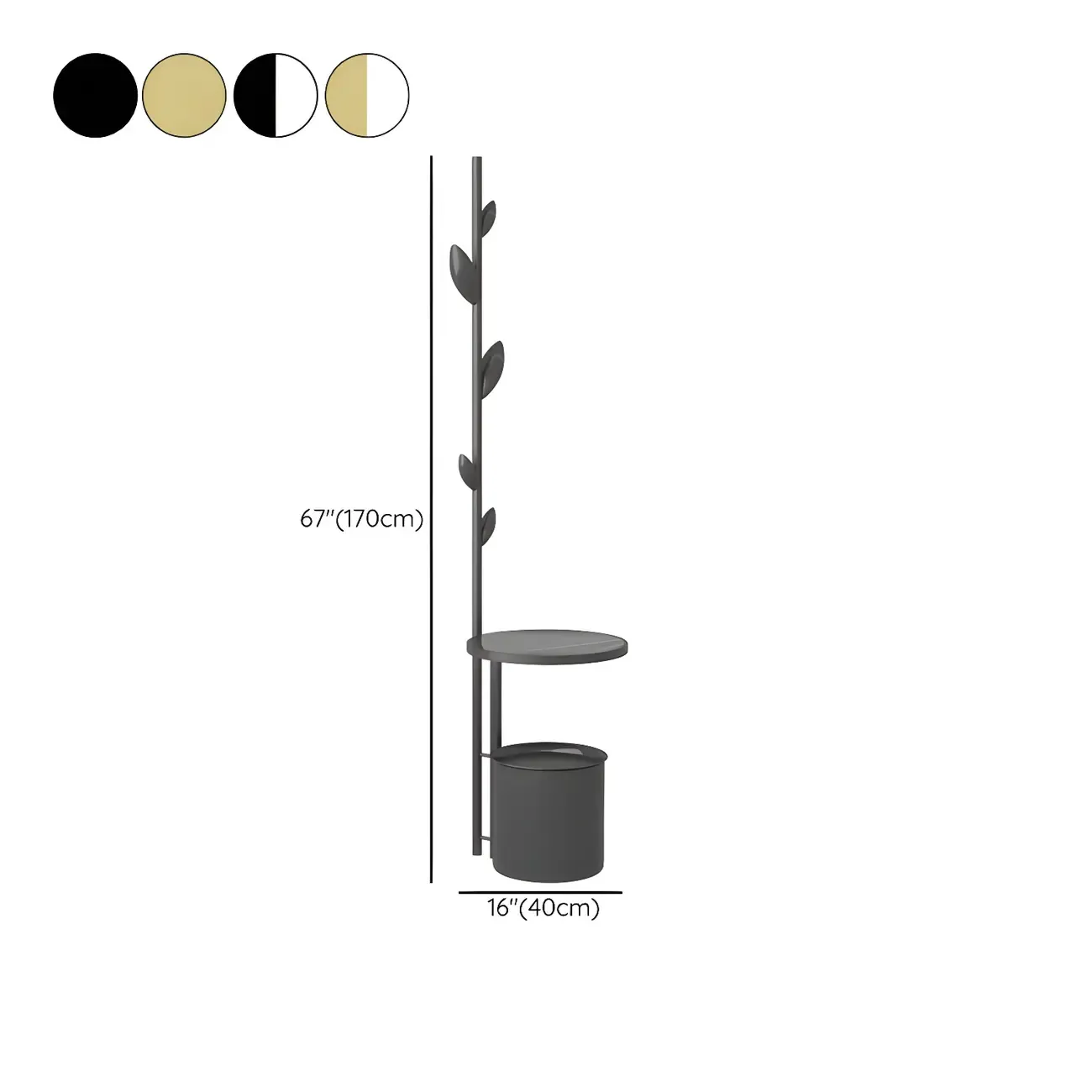 Modern Black Metal Hall Tree with Square Base Image - 24