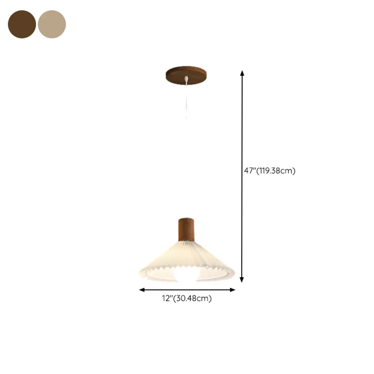 Modern Fabric Pleated Pendant Light with Beige Shade Image - 20