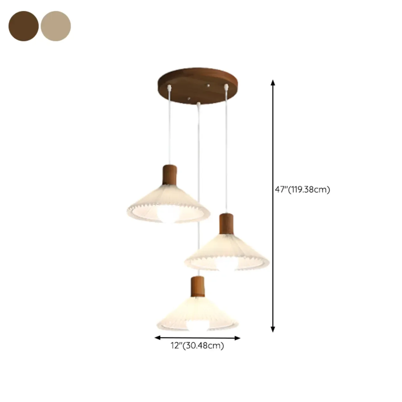 Modern Fabric Pleated Pendant Light with Beige Shade Image - 21