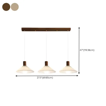 Modern Fabric Pleated Pendant Light with Beige Shade Image - 22