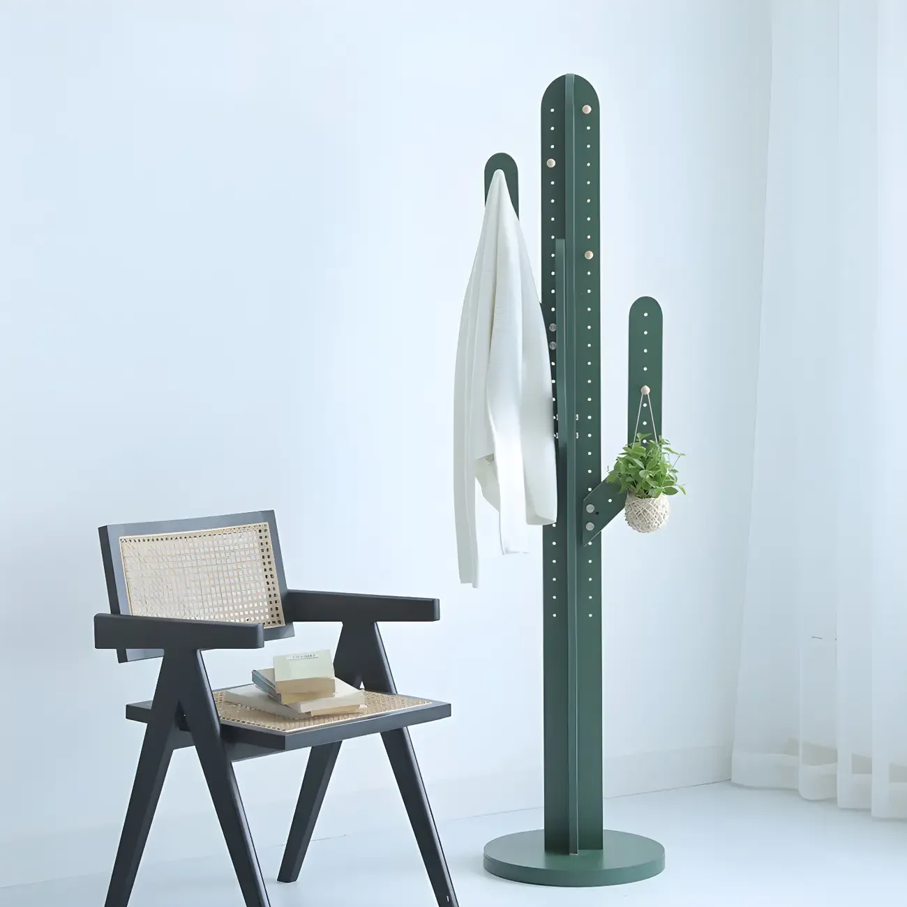 Modern Wooden Cactus Shaped Coat Rack Image - 1
