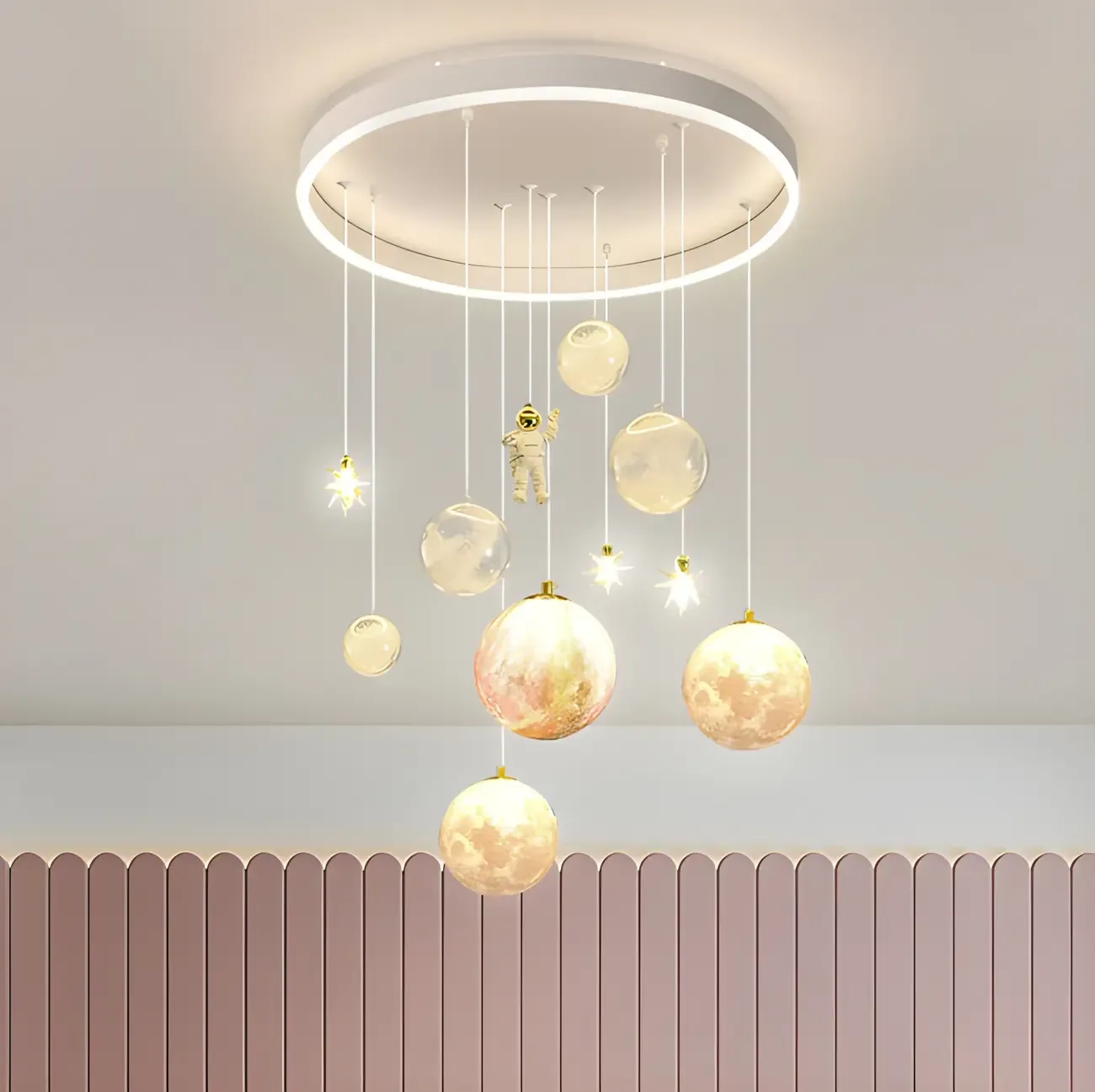 Modern Planet Shape LED Cluster Pendant with 7 Lights for Living Room Image - 1