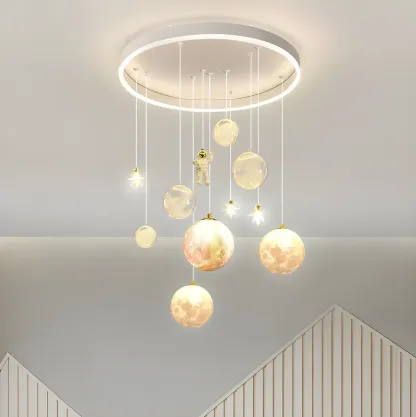 Modern Planet Shape LED Cluster Pendant with 7 Lights for Living Room Image - 3