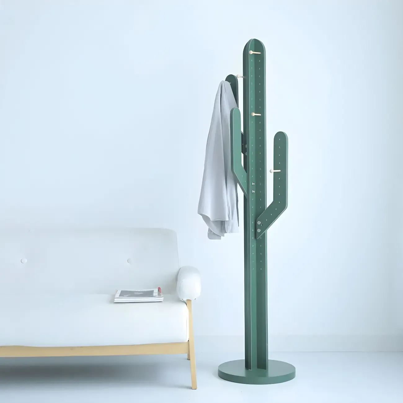Modern Wooden Cactus Shaped Coat Rack Image - 6