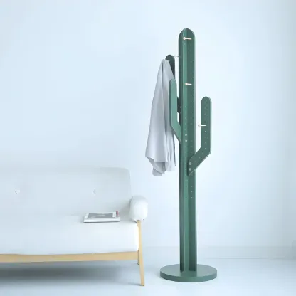 Modern Wooden Cactus Shaped Coat Rack Image - 6