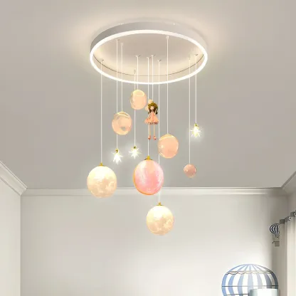 Modern Planet Shape LED Cluster Pendant with 7 Lights for Living Room Image - 6
