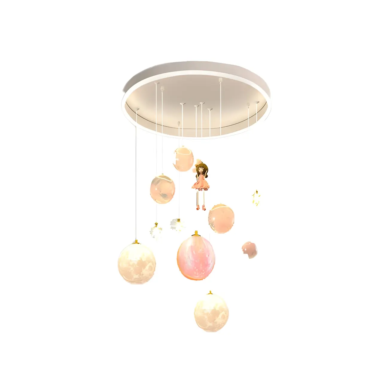 Modern Planet Shape LED Cluster Pendant with 7 Lights for Living Room Image - 7 | homeyfad