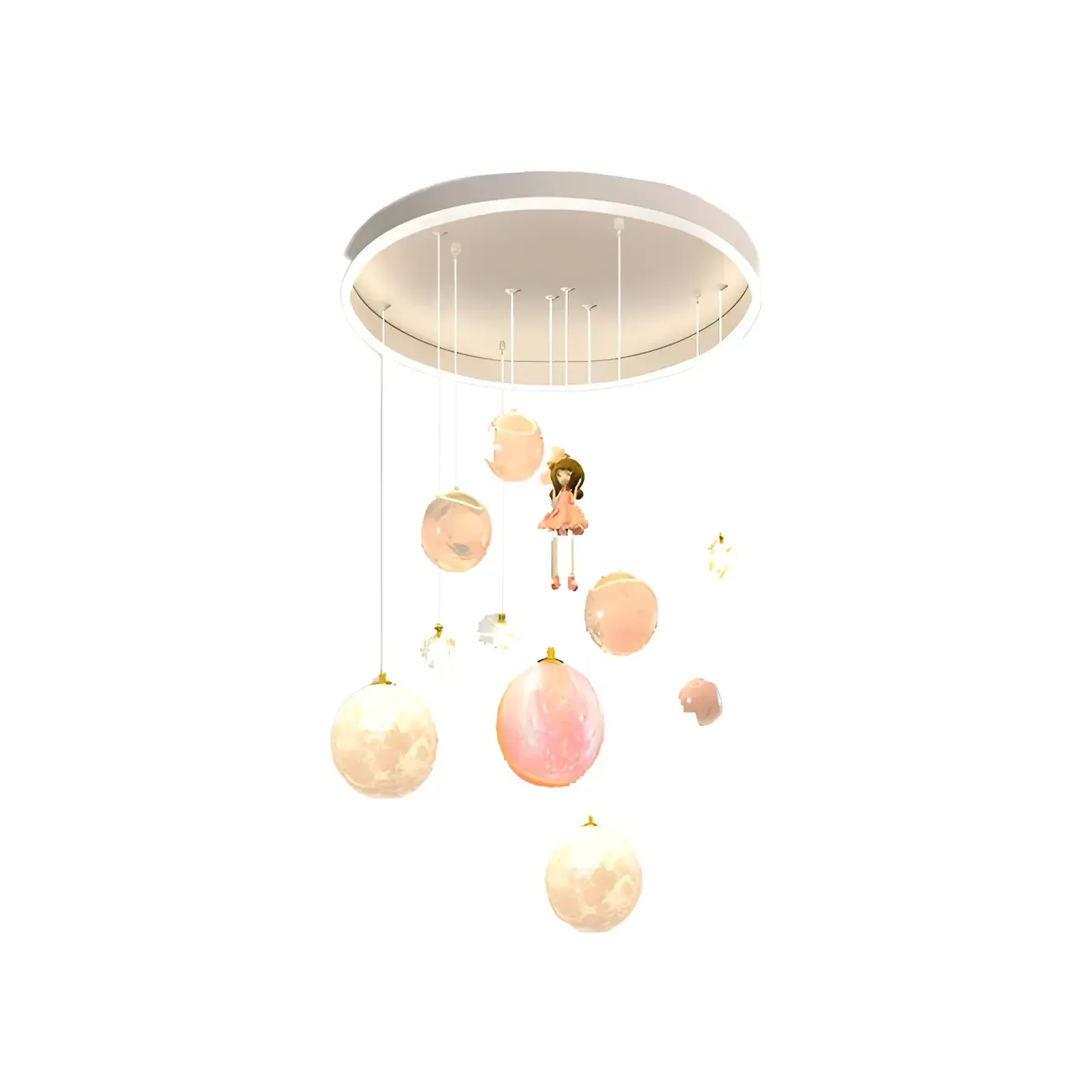 Modern Planet Shape LED Cluster Pendant with 7 Lights for Living Room Image - 7