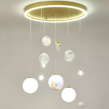 Modern Planet Shape LED Cluster Pendant with 7 Lights for Living Room Image - 10