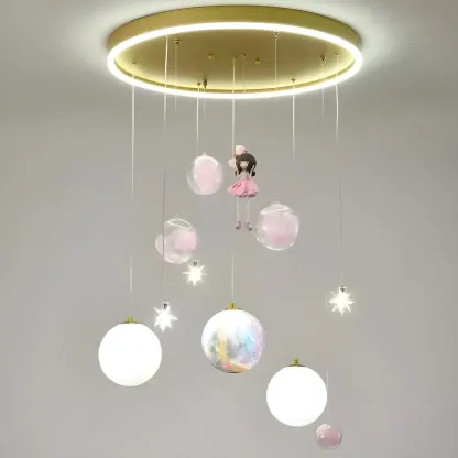 Modern Planet Shape LED Cluster Pendant with 7 Lights for Living Room Image - 11