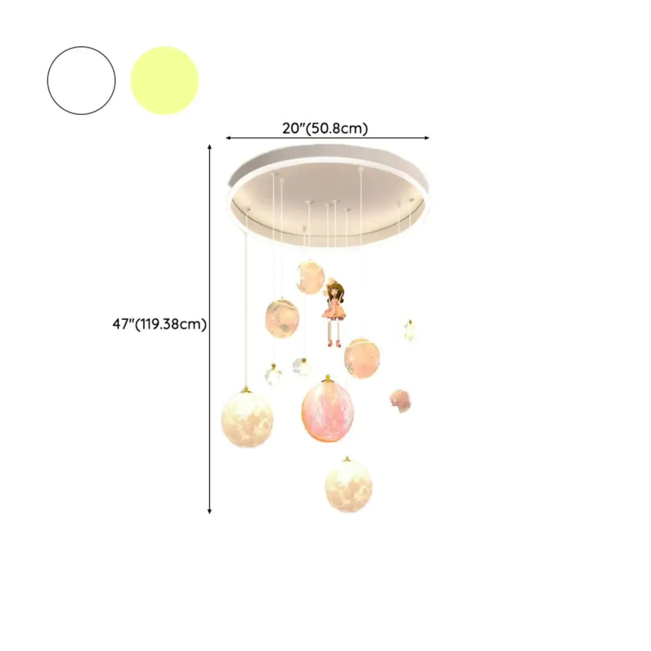 Modern Planet Shape LED Cluster Pendant with 7 Lights for Living Room #size