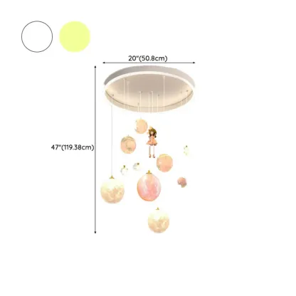 Modern Planet Shape LED Cluster Pendant with 7 Lights for Living Room #size