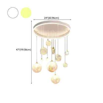 Modern Planet Shape LED Cluster Pendant with 7 Lights for Living Room Image - 18