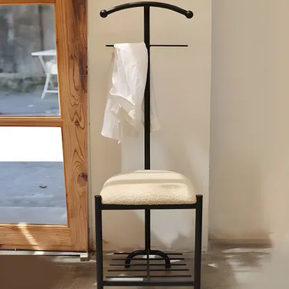 Modern Black Metal Coat Rack with Shoe Storage Image - 1