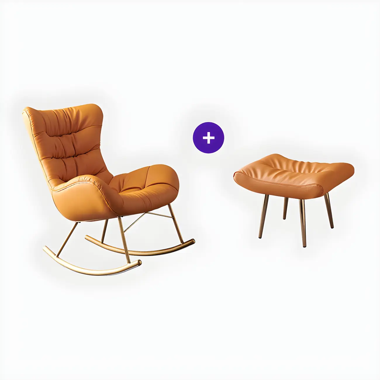 Vintage Green Upholstered Rocking Chair with Ottoman for Indoor Image - 4 | homeyfad