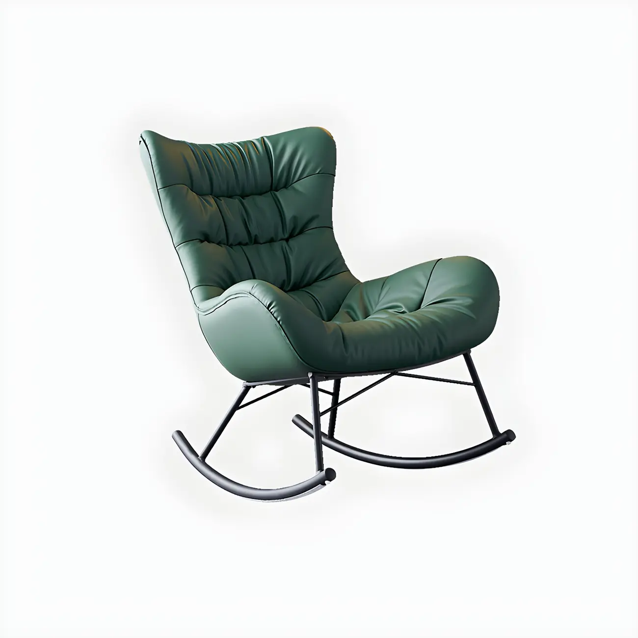 Vintage Green Upholstered Rocking Chair with Ottoman for Indoor Image - 5 | homeyfad