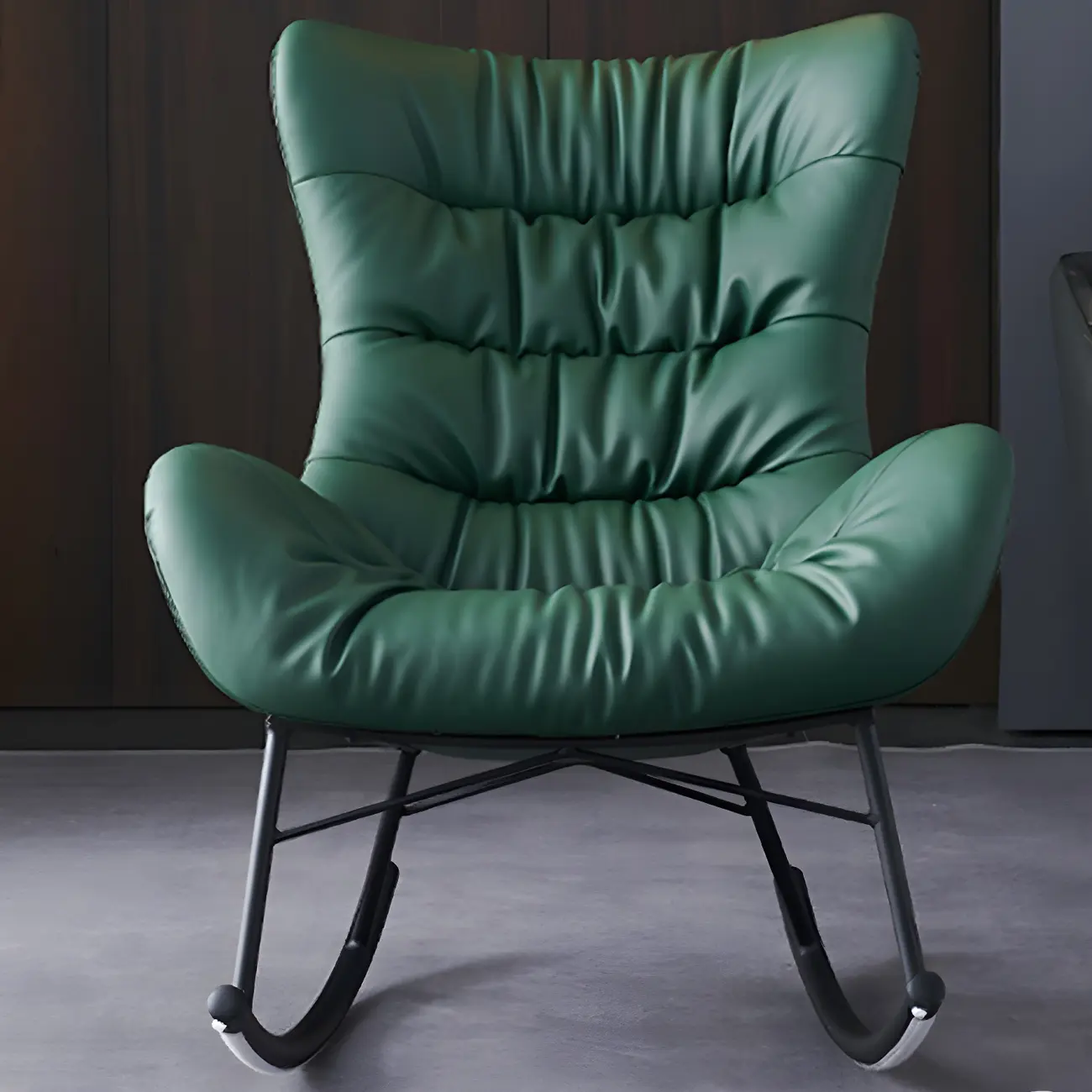 Vintage Green Upholstered Rocking Chair with Ottoman for Indoor Image - 8 | homeyfad