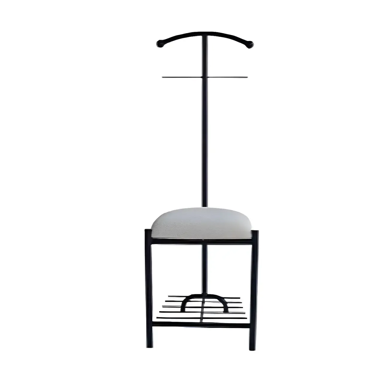 Modern Black Metal Coat Rack with Shoe Storage Image - 5