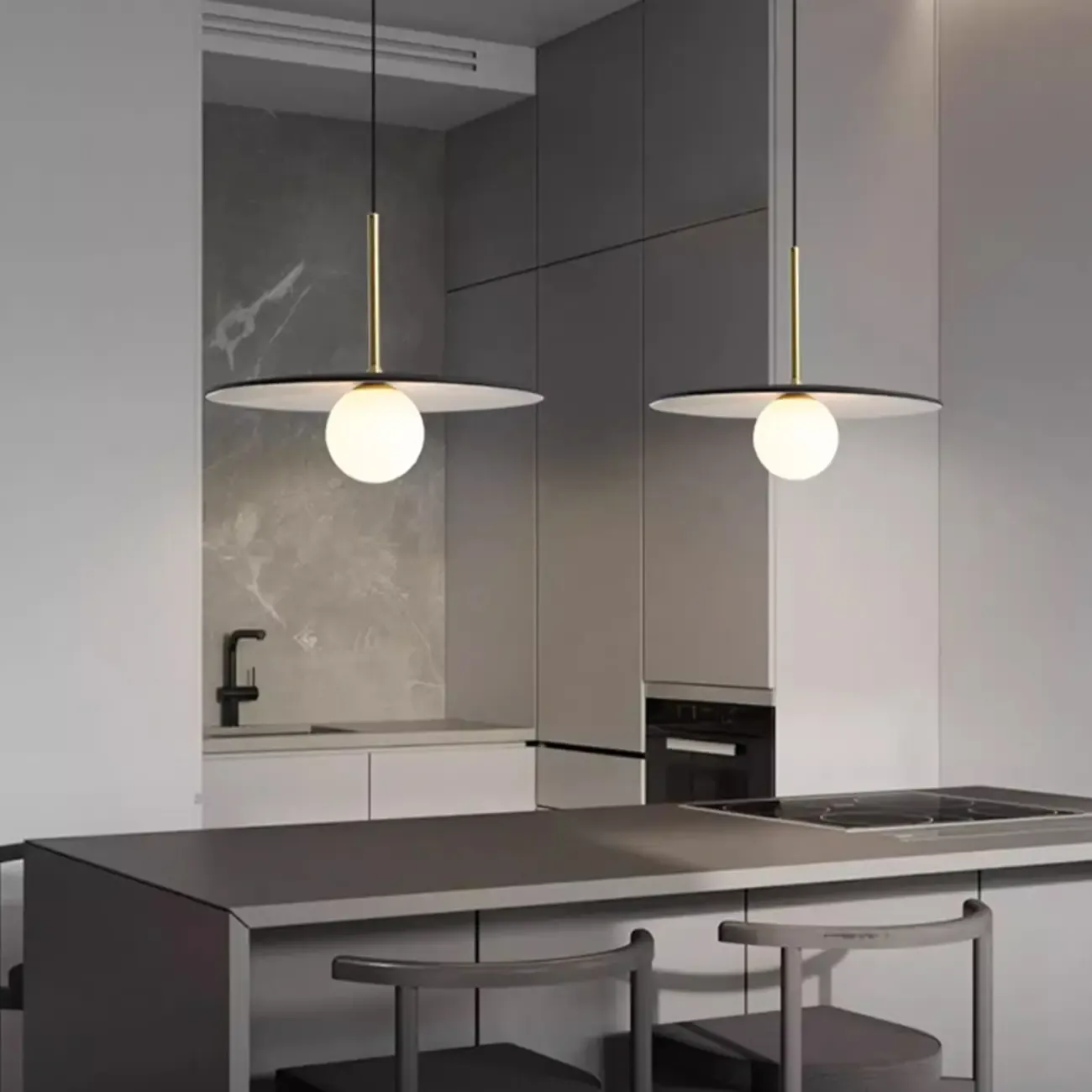 Modern White Glass Pendant Light with Adjustable Length for Home Decor Image - 4