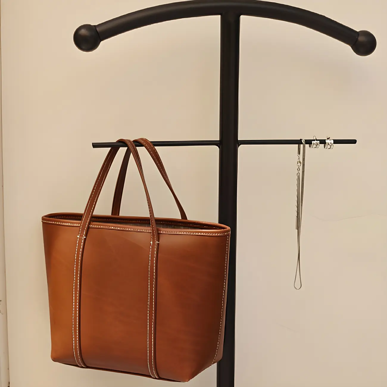 Modern Black Metal Coat Rack with Shoe Storage Image - 7 | homeyfad