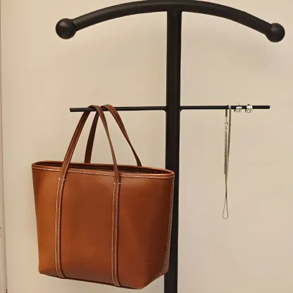 Modern Black Metal Coat Rack with Shoe Storage Image - 7