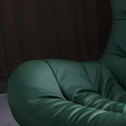 Vintage Green Upholstered Rocking Chair with Ottoman for Indoor Image - 11