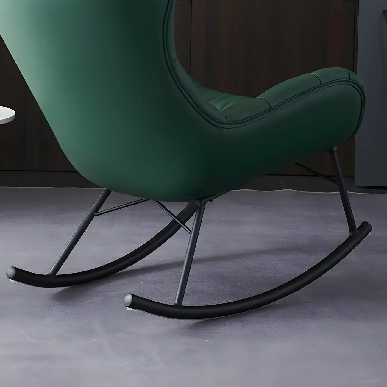 Vintage Green Upholstered Rocking Chair with Ottoman for Indoor Image - 13