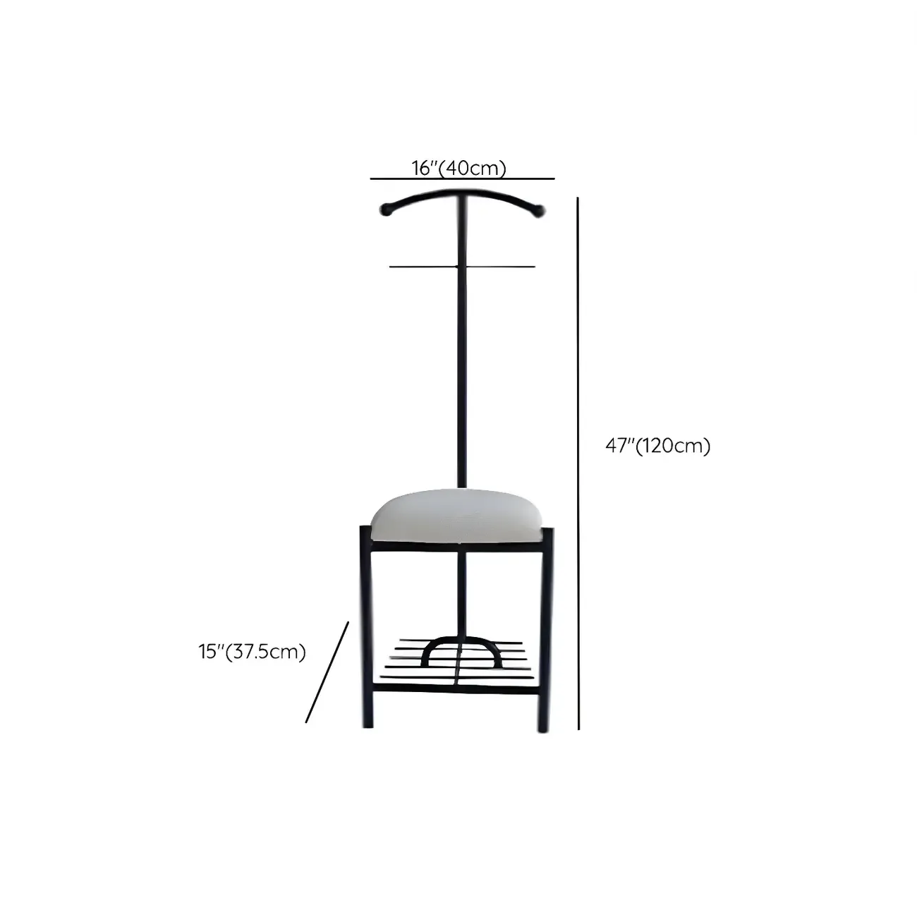 Modern Black Metal Coat Rack with Shoe Storage #size