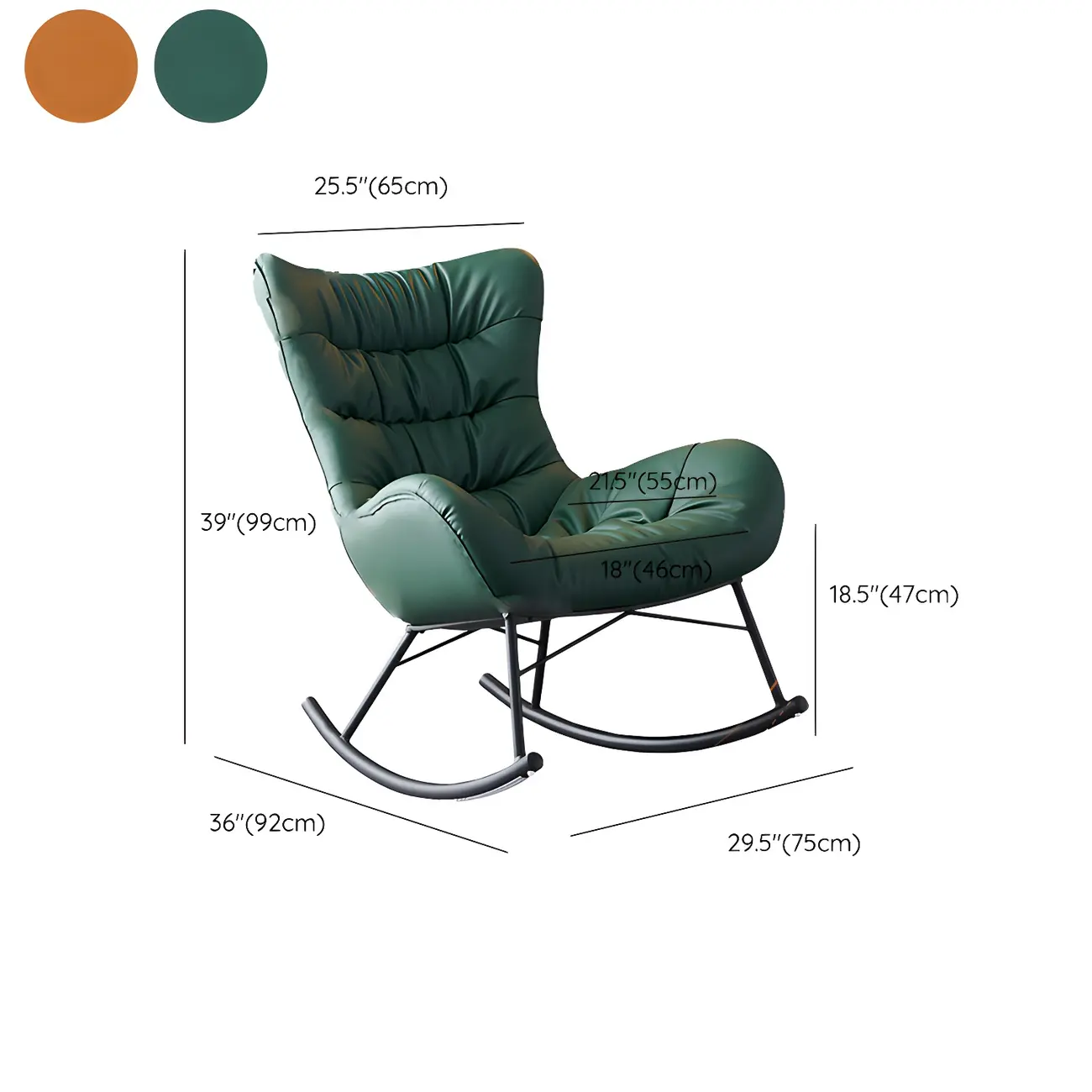 Vintage Green Upholstered Rocking Chair with Ottoman for Indoor #size | homeyfad