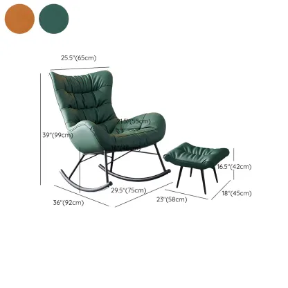 Vintage Green Upholstered Rocking Chair with Ottoman for Indoor Image - 16