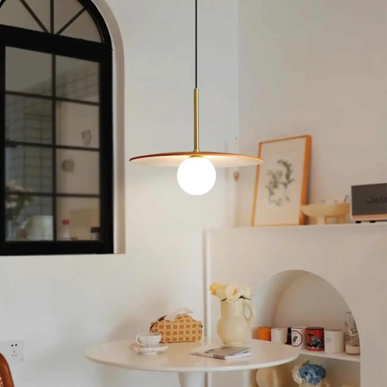 Modern White Glass Pendant Light with Adjustable Length for Home Decor Image - 14
