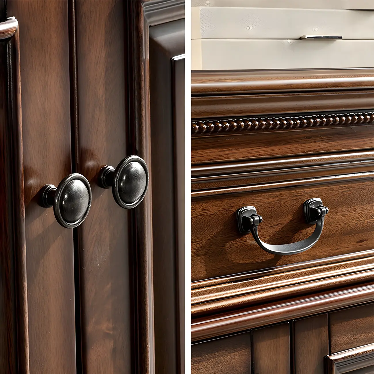 Traditional Brown Wooden Sideboard with Drawers and Cabinets Image - 9 | homeyfad