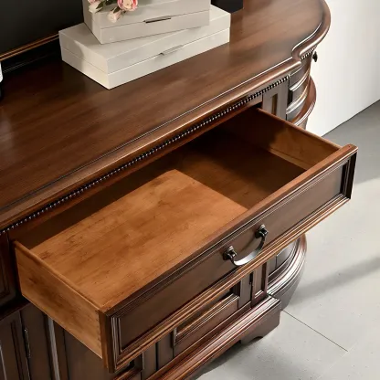 Traditional Brown Wooden Sideboard with Drawers and Cabinets Image - 10