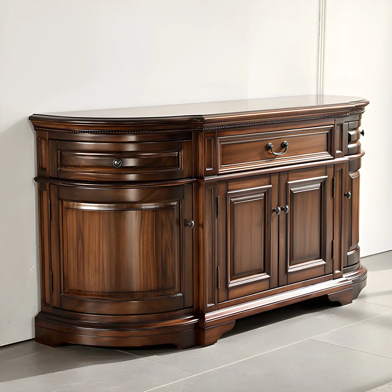 Traditional Brown Wooden Sideboard with Drawers and Cabinets Image - 12 | homeyfad