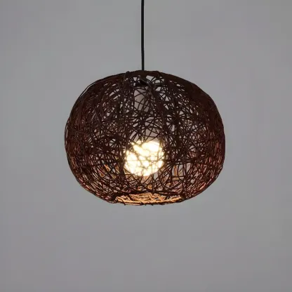 Glam Woven Ball Pendant Light for Living Room Decor Image - 9