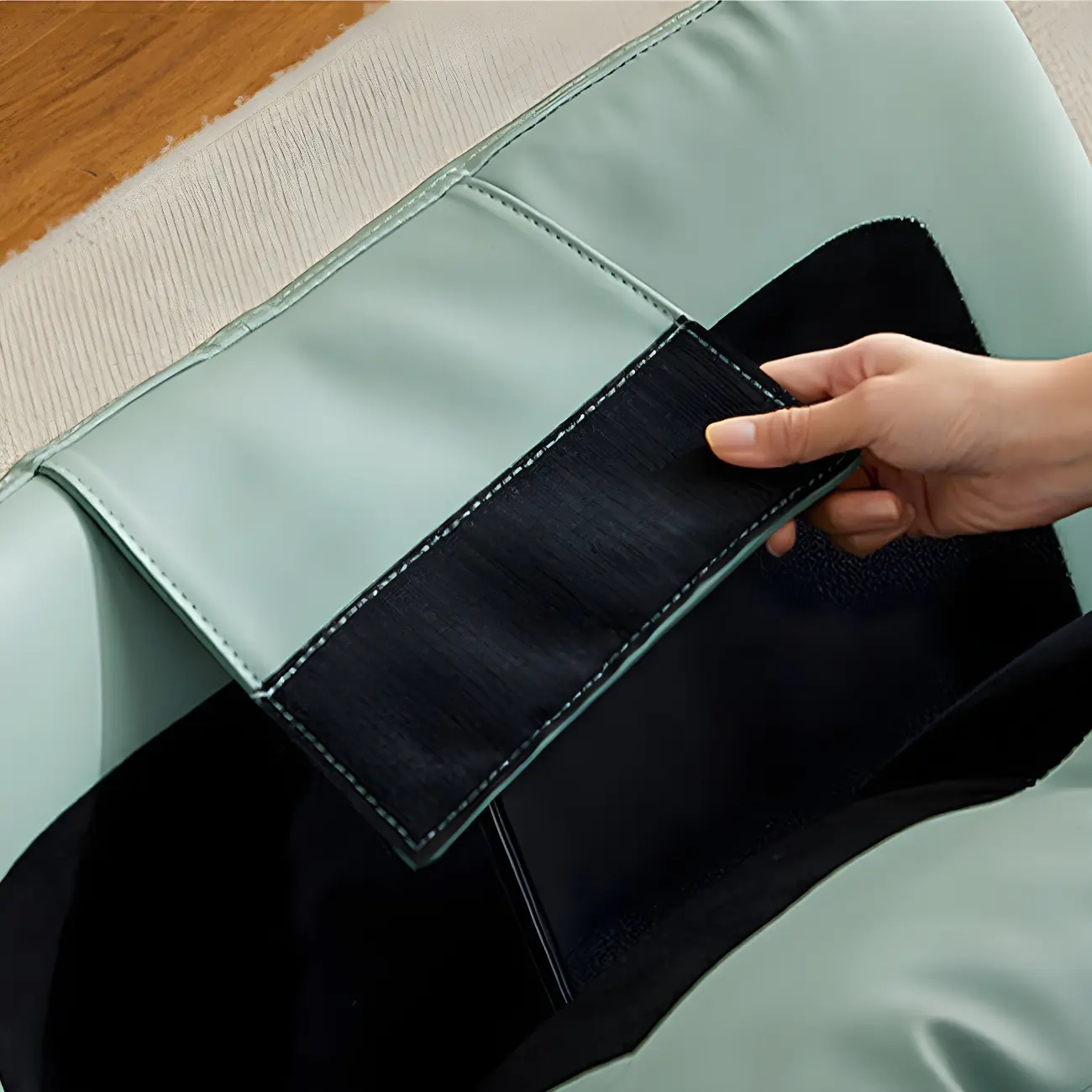 Modern Blue Leather Upholstered Rocking Chair for Indoor Image - 6 | homeyfad