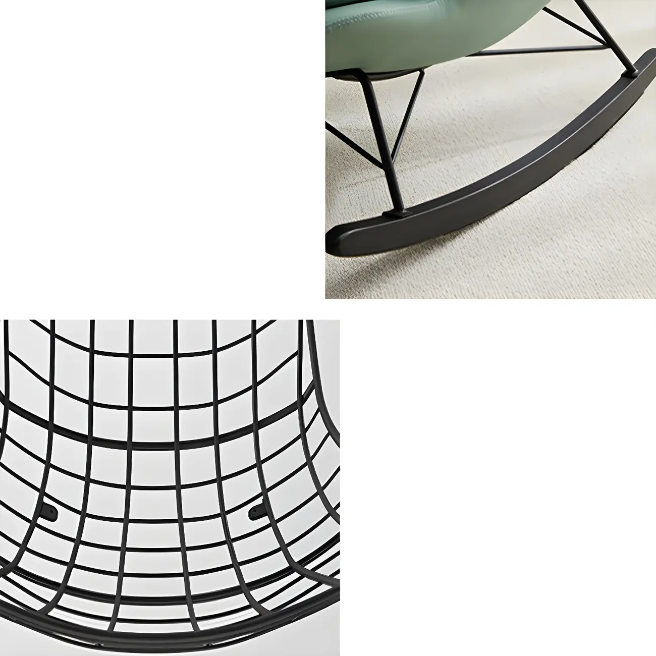 Modern Blue Leather Upholstered Rocking Chair for Indoor Image - 8 | homeyfad