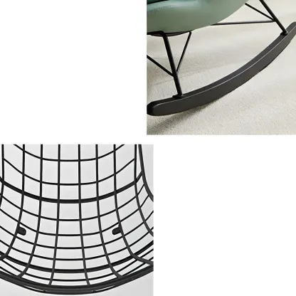 Modern Blue Leather Upholstered Rocking Chair for Indoor Image - 8