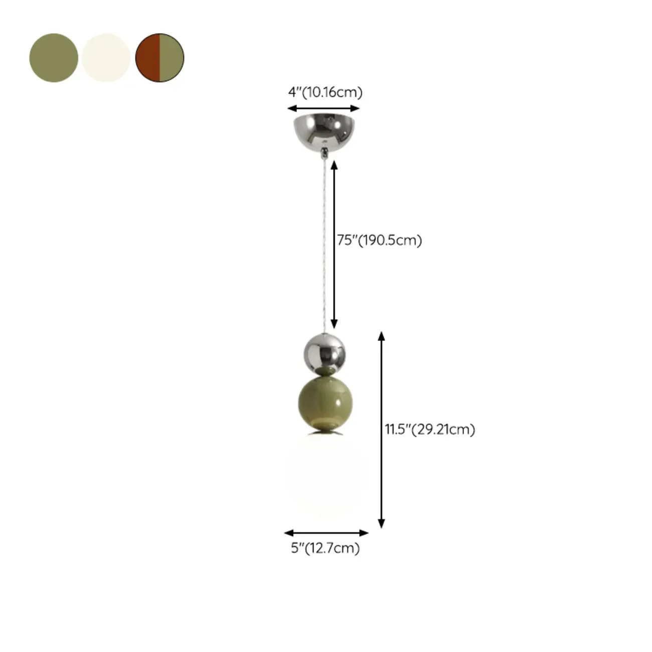 Nordic Minimalist 3 Globe Pendant Light with White Glass Shade for Bedroom Room #size