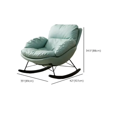 Modern Blue Leather Upholstered Rocking Chair for Indoor #size