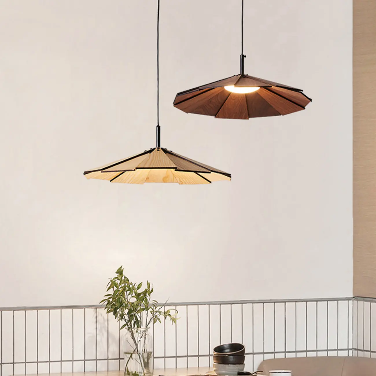 Japanese Style Wooden Umbrella Pendant Light for Modern Home Lighting  Image - 1 | homeyfad