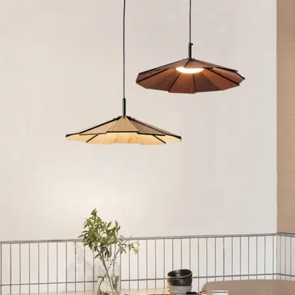 Japanese Style Wooden Umbrella Pendant Light for Modern Home Lighting  Image - 1