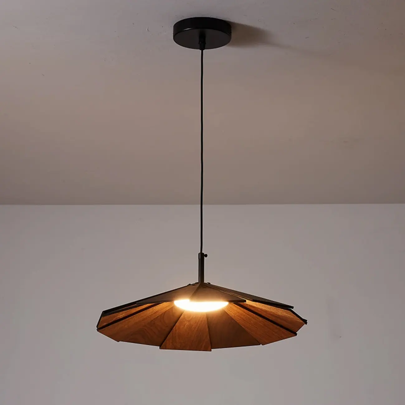 Japanese Style Wooden Umbrella Pendant Light for Modern Home Lighting  Image - 2 | homeyfad
